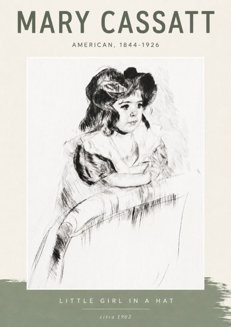 Mary Cassatt Little Girl in a Hat No6 - Juliste