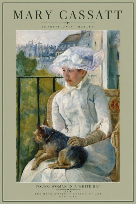 Mary Cassatt Young Woman in a White Hat No6 - Juliste
