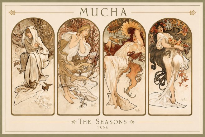 Mucha The Seasons No2 - Juliste