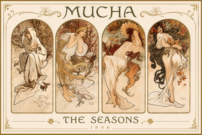 Mucha The Seasons No6 - Juliste