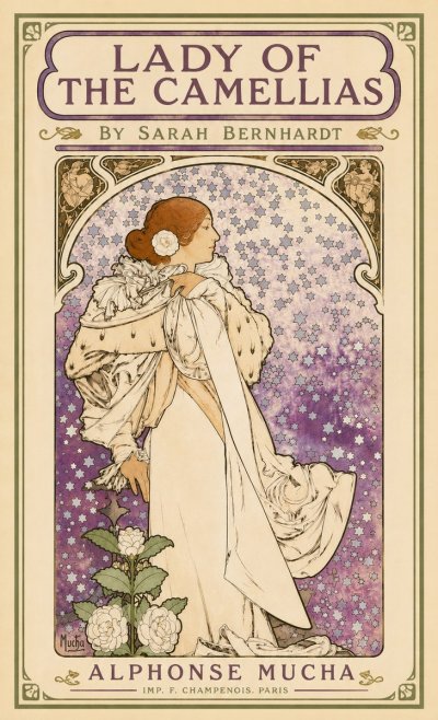 Mucha Lady of the Camellias No3 - Juliste