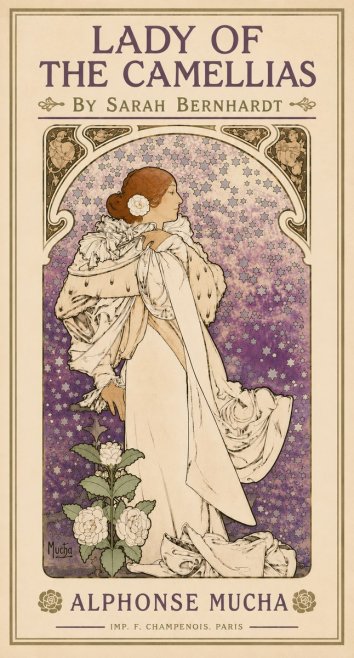 Mucha Lady of the Camellias No5 - Juliste