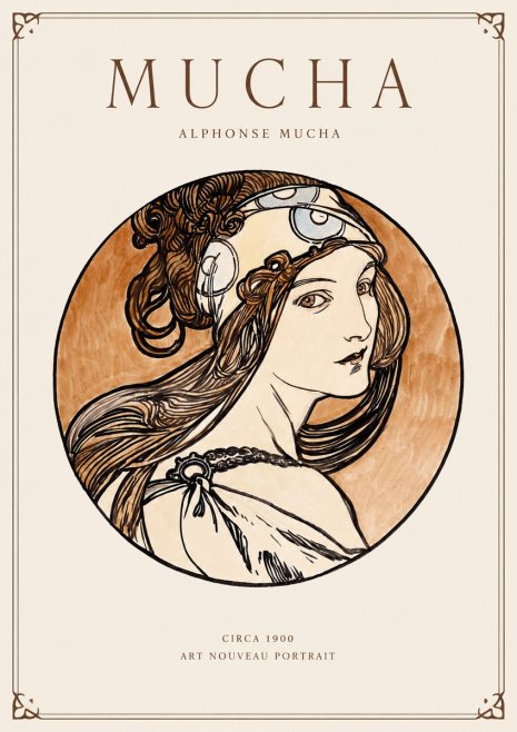 Mucha Art Nouveau Portrait I No1 - Juliste