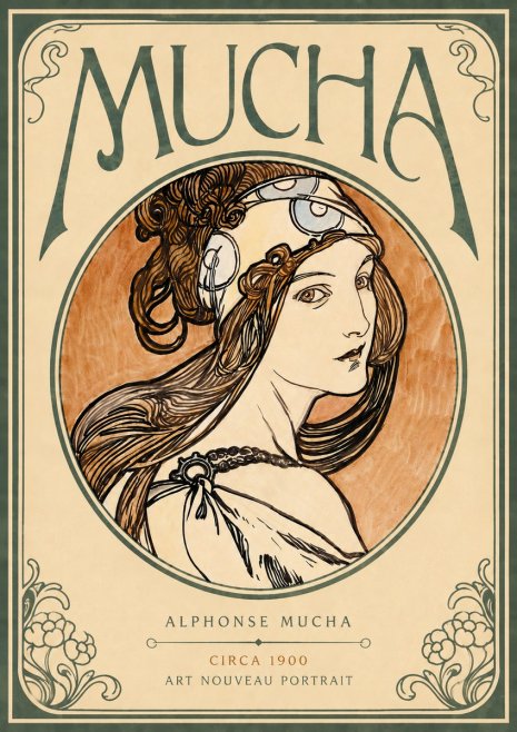 Mucha Art Nouveau Portrait I No4 - Juliste