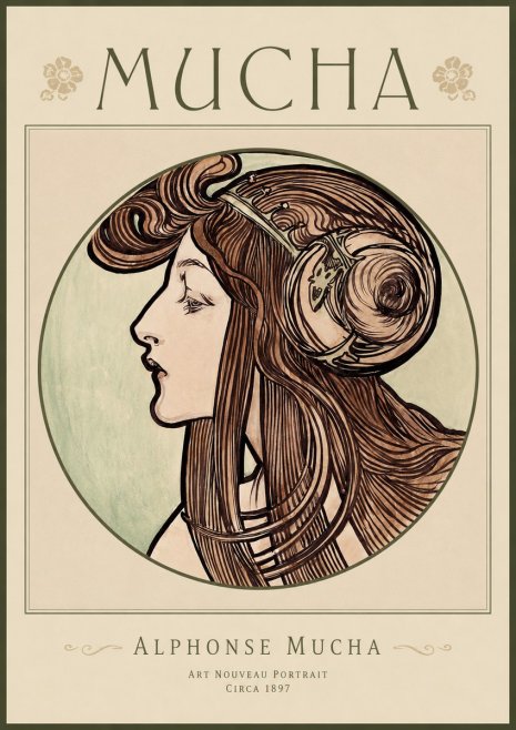 Mucha Art Nouveau Portrait II No1 - Juliste