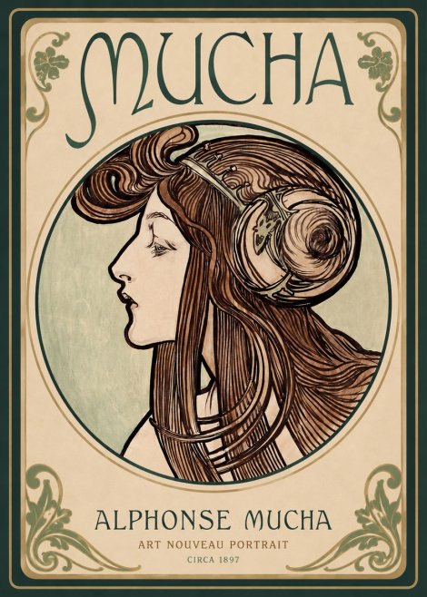 Mucha Art Nouveau Portrait II No2 - Juliste