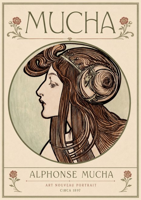 Mucha Art Nouveau Portrait II No3 - Juliste