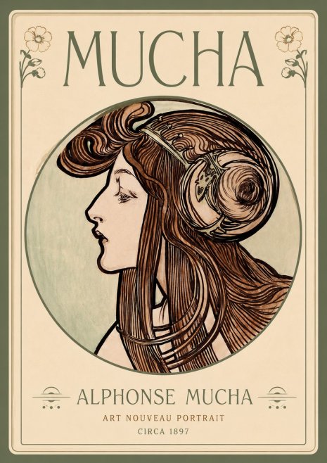 Mucha Art Nouveau Portrait II No4 - Juliste