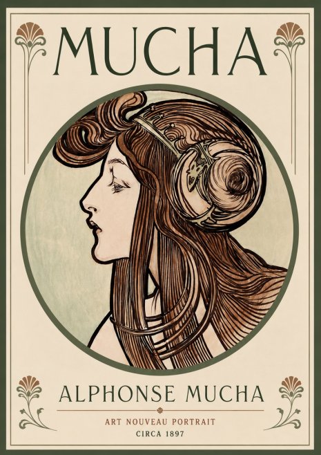 Mucha Art Nouveau Portrait II No5 - Juliste