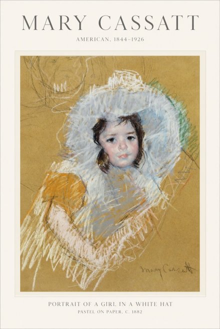 Mary Cassatt Portrait of a Girl in a White Hat No1 - Juliste
