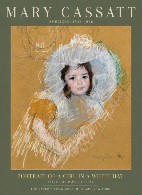 Mary Cassatt Portrait of a Girl in a White Hat No6 - Juliste