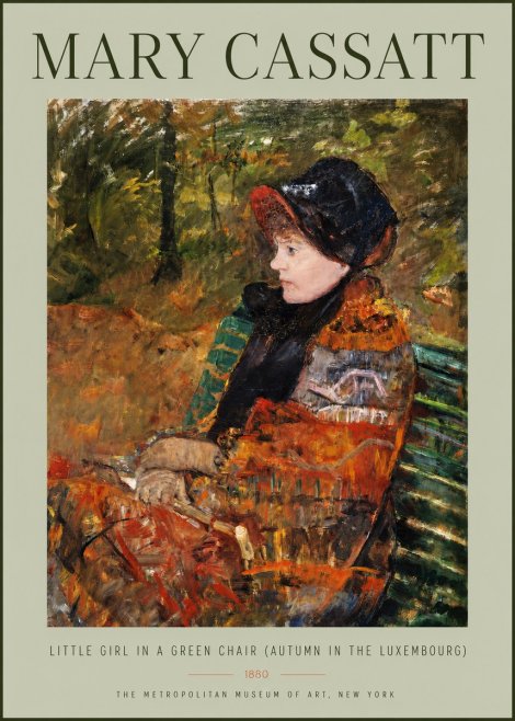 Mary Cassatt Little Girl in a Green Chair (Autumn in the Luxembourg) No2 - Juliste