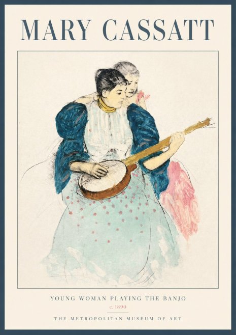 Mary Cassatt Young Woman Playing the Banjo No2 - Juliste