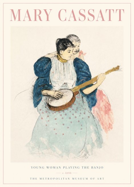 Mary Cassatt Young Woman Playing the Banjo No3 - Juliste