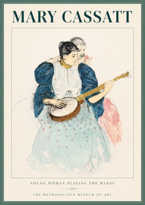 Mary Cassatt Young Woman Playing the Banjo No4 - Juliste