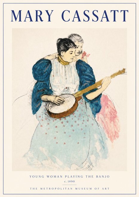 Mary Cassatt Young Woman Playing the Banjo No6 - Juliste