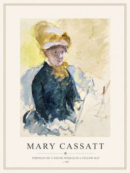 Mary Cassatt Portrait of a Young Woman in a Yellow Hat No1 - Juliste