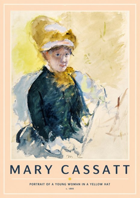 Mary Cassatt Portrait of a Young Woman in a Yellow Hat No2 - Juliste