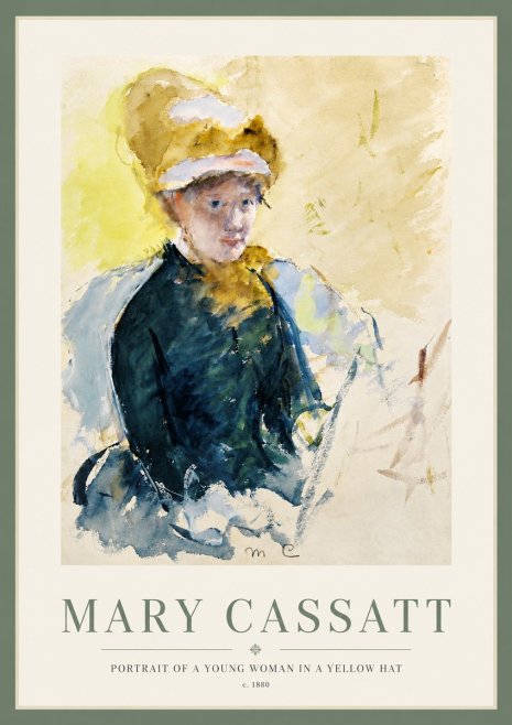 Mary Cassatt Portrait of a Young Woman in a Yellow Hat No3 - Juliste