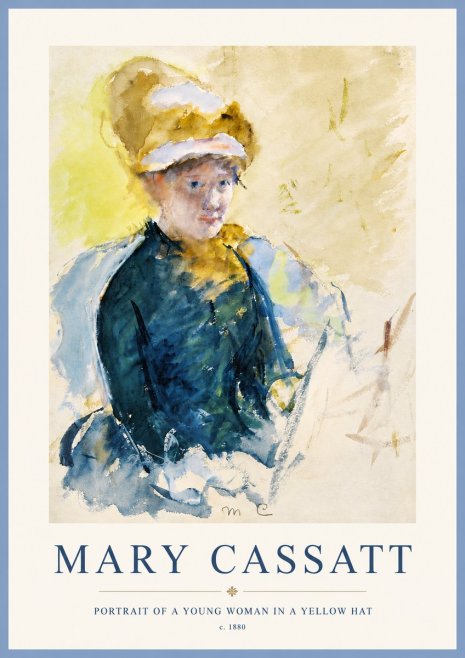 Mary Cassatt Portrait of a Young Woman in a Yellow Hat No4 - Juliste