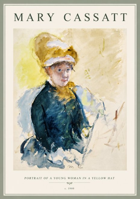 Mary Cassatt Portrait of a Young Woman in a Yellow Hat No6 - Juliste