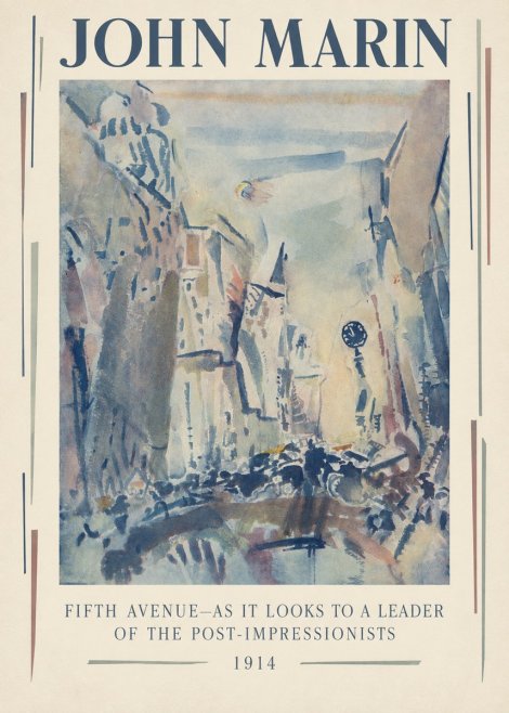 John Marin Fifth Avenue – as It Looks to a Leader of the Post-impressionists No3 - Juliste