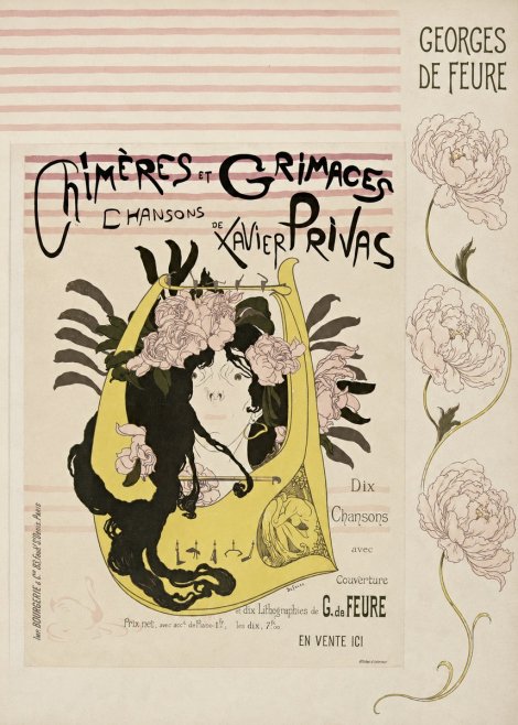 Georges de Feure Chimères Et Grimaces Chansons De Xavier Privas No6 - Juliste