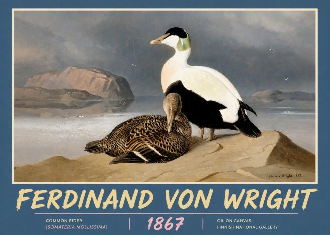 Ferdinand von Wright Common Eider (Somateria Mollissima) No5 - Juliste