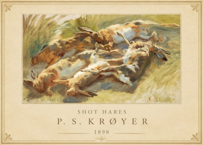 P.S. Krøyer Shot Hares No1 - Juliste