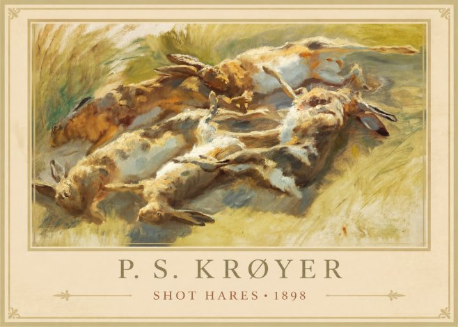 P.S. Krøyer Shot Hares No6 - Juliste