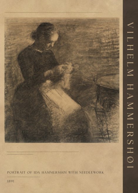 Vilhelm Hammershøi Portrait of Ida Hammershøi with Needlework No2 - Juliste