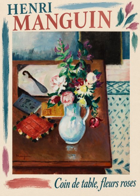 Henri Manguin Coin De Table, Fleurs Roses No2 - Juliste