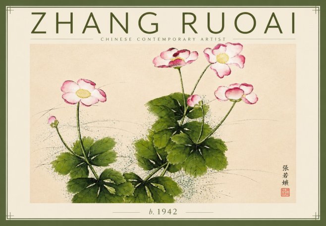 Zhang Ruoai Pink Anemones No4 - Juliste