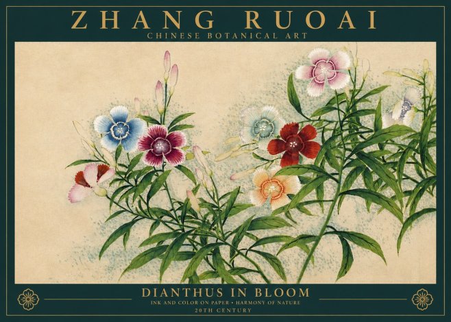 Zhang Ruoai Dianthus in Bloom No3 - Juliste