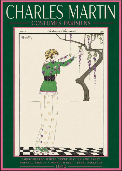 Charles Martin Embroidered White Crêpe Blouse and Pants No2 - Juliste