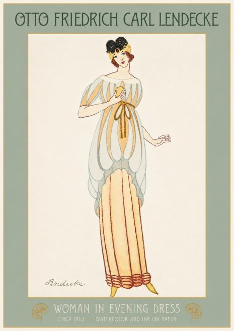 Otto Friedrich Carl Lendecke Woman in Evening Dress No2 - Juliste