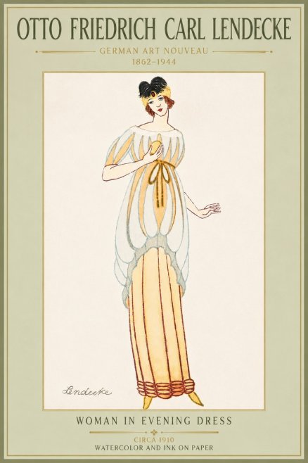 Otto Friedrich Carl Lendecke Woman in Evening Dress No5 - Juliste