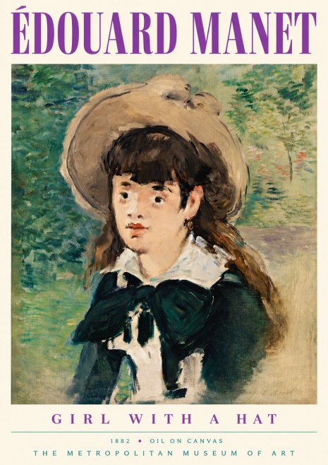 Édouard Manet Girl with a Hat No5 - Juliste
