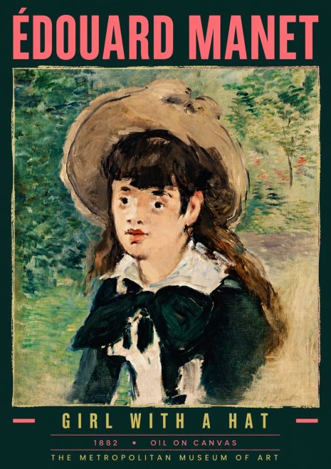 Édouard Manet Girl with a Hat No6 - Juliste