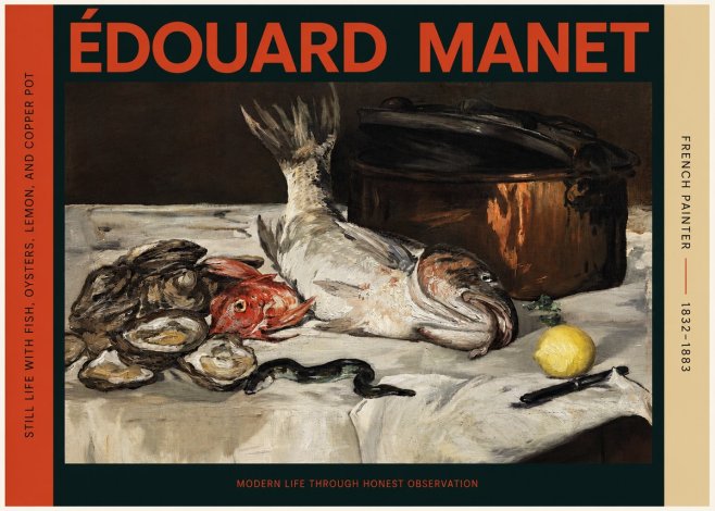Édouard Manet Still Life with Fish, Oysters, Lemon, and Copper Pot No2 - Juliste
