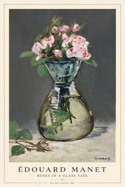 Édouard Manet Roses in a Glass Vase II No1 - Juliste