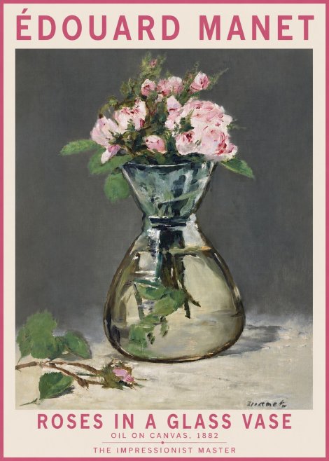 Édouard Manet Roses in a Glass Vase II No2 - Juliste