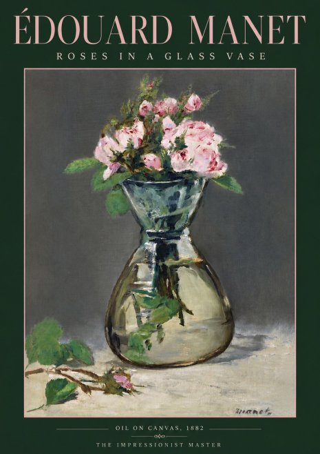 Édouard Manet Roses in a Glass Vase II No3 - Juliste