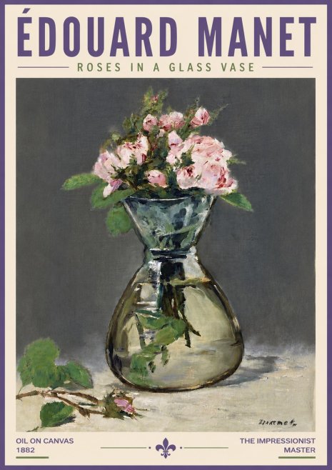 Édouard Manet Roses in a Glass Vase II No5 - Juliste
