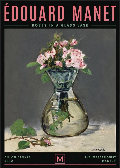 Édouard Manet Roses in a Glass Vase II No6 - Juliste