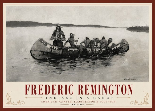 Frederic Remington Indians in a Canoe No6 - Juliste