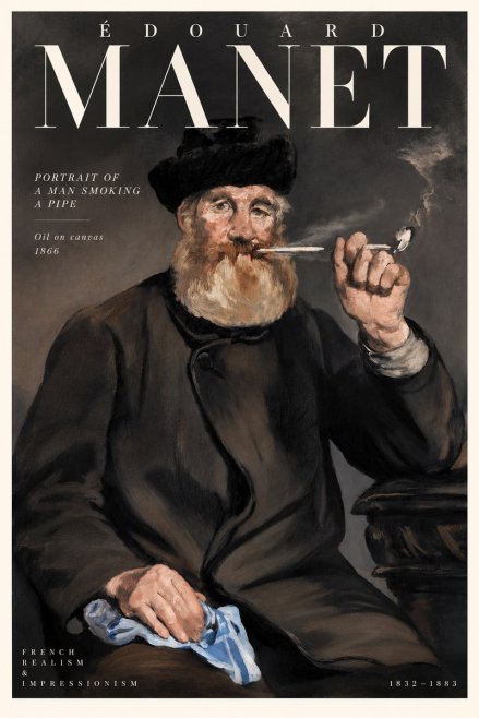 Édouard Manet Portrait of a Man Smoking a Pipe No4 - Juliste