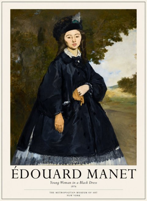 Édouard Manet Young Woman in a Black Dress No1 - Juliste