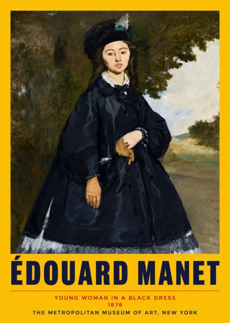Édouard Manet Young Woman in a Black Dress No2 - Juliste