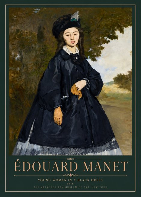 Édouard Manet Young Woman in a Black Dress No3 - Juliste